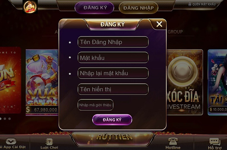 Đăng ký Sunwin 3 Khi click vào link đăng ký bạn cần điền đầy đủ thông tin được yêu cầu