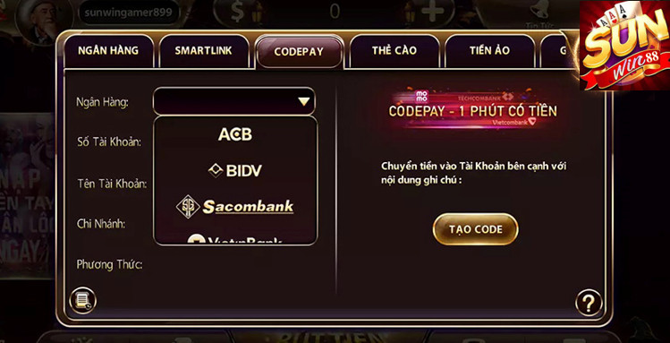 Nạp tiền Sunwin 2 Nạp tiền Sunwin 2024 qua ngân hàng