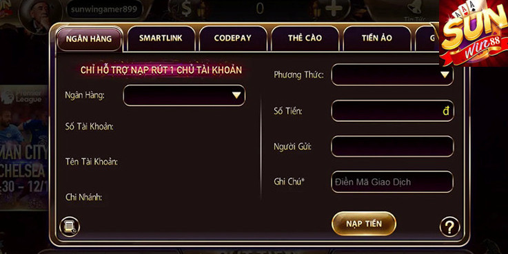Nạp tiền Sunwin 4 Nạp tiền Sunwin88 qua Codepay